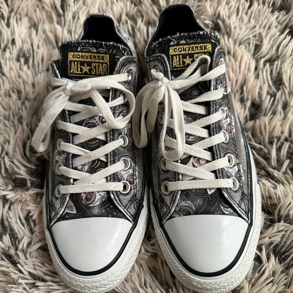 Cat Pattern Converse All-Stars M-6 / W-8 EUC